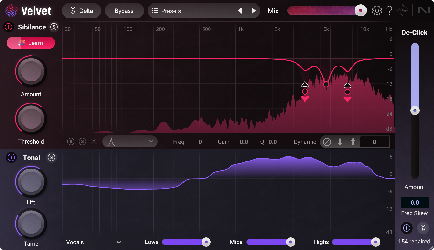 iZotope Velvet | AI搭載、歯擦音の分離処理とマウスノイズ除去