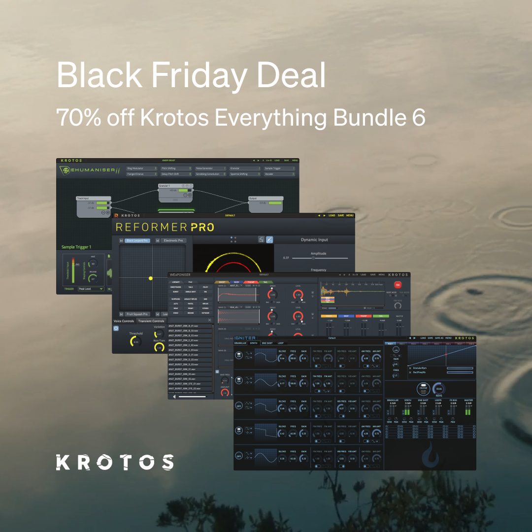 【BLACK FRIDAY 2025】Krotos Dehumaniser 2をはじめとするサウンドデザインの各種定番プラグインがもれなく70-80%オフ! 【BLACK FRIDAY 2025】Krotos Dehumaniser 2をはじめとするサウンドデザインの各種定番プラグインがもれなく70-80%オフ!
