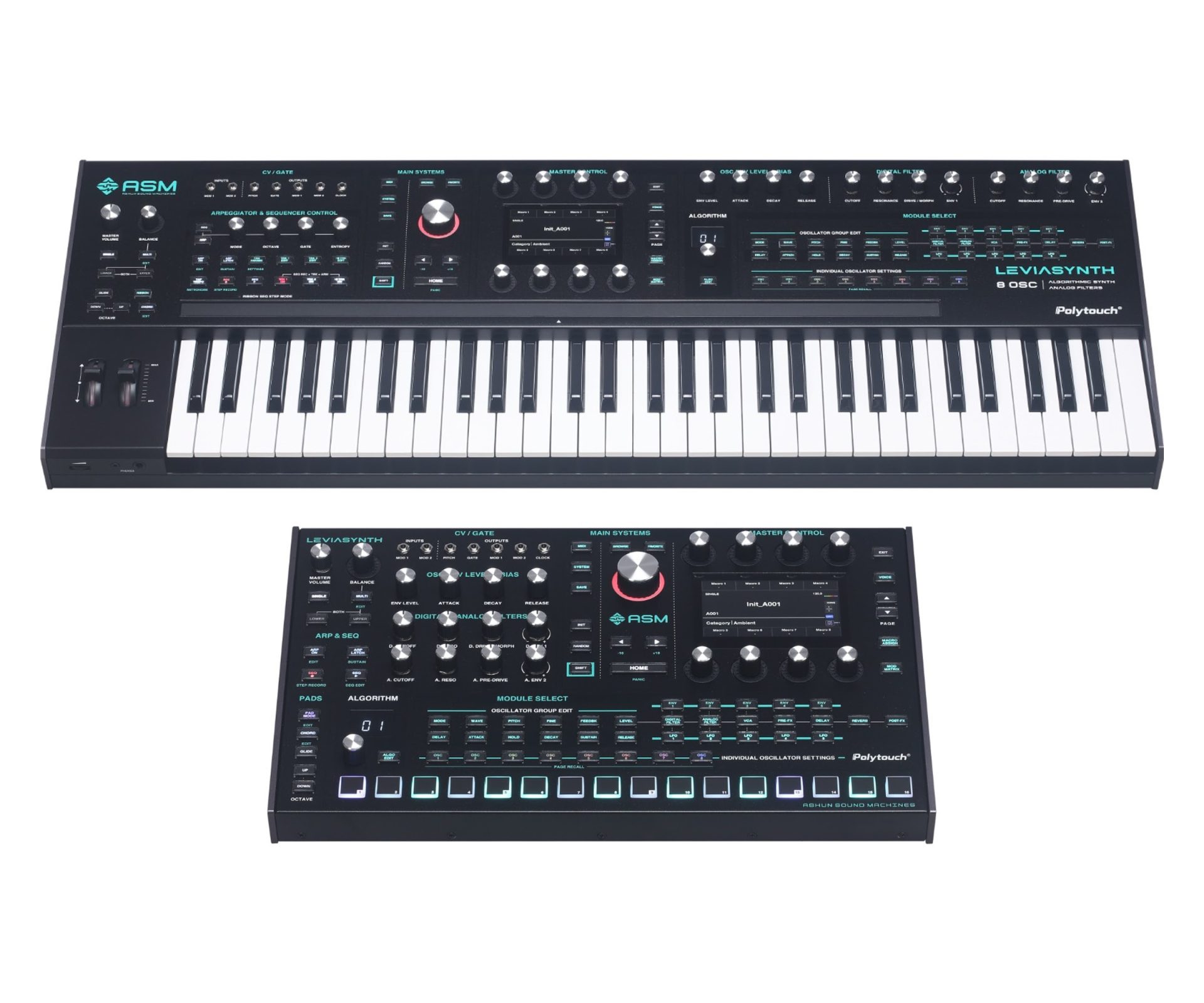 Ashun Sound Machines Leviasynth | 16 ボイス、8 オシレーターのデジタル/アナログ・ハイブリッド・シンセサイザー