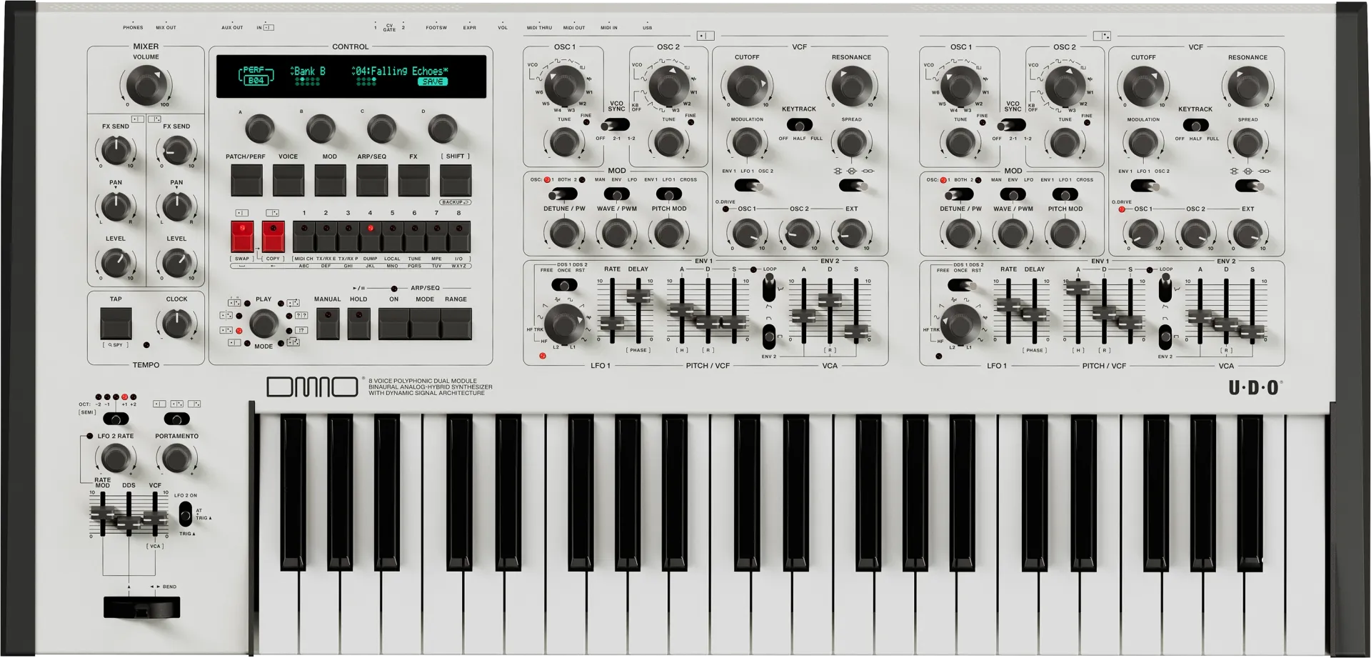 UDO Audio DMNO | 8ボイス、2パートのハイブリッド・マルチティンバー・シンセサイザー