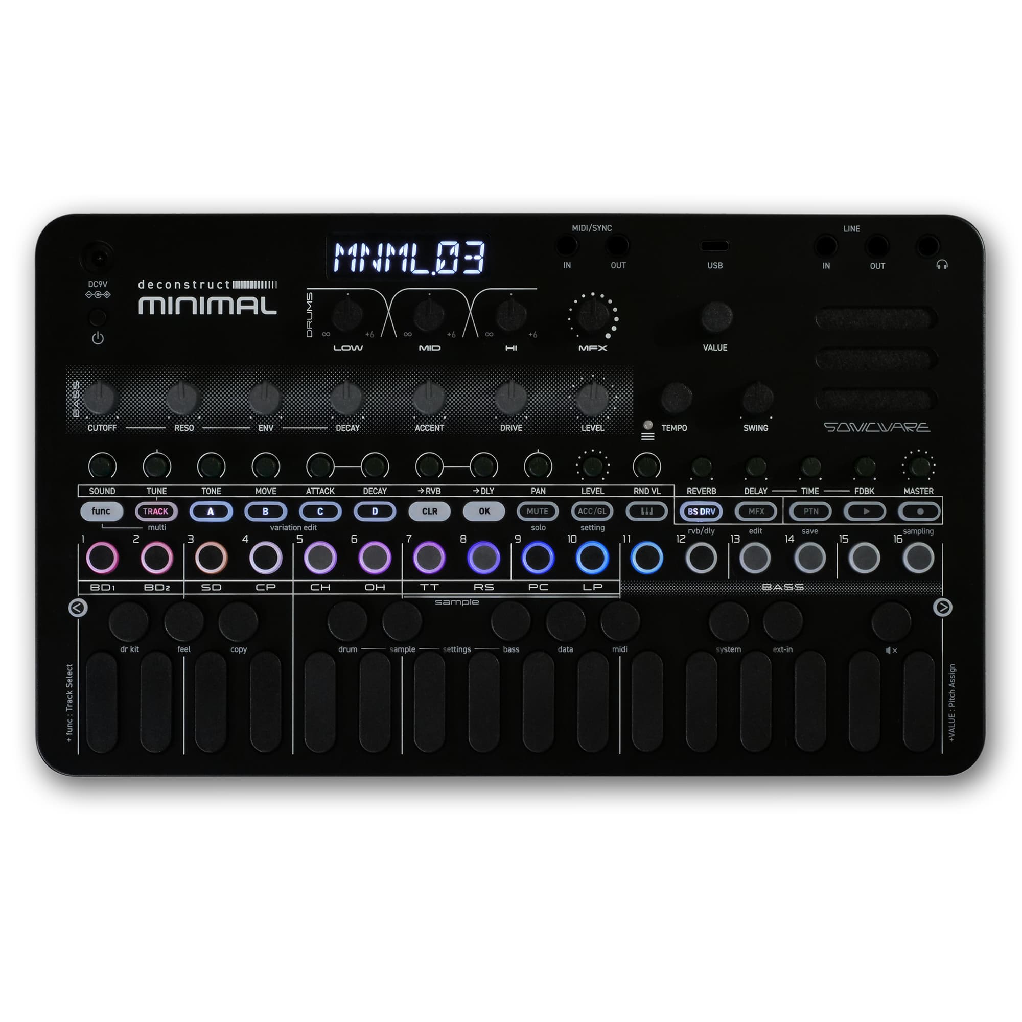 SONICWARE deconstruct MINIMAL | サンプラー&ドラムマシン ＋ アナログモデリング・ベースシンセ搭載のグルーヴボックス