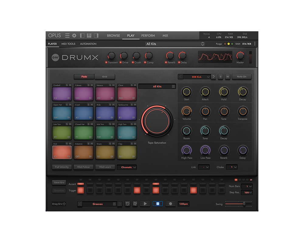 EastWest DrumX | Jimmy JamのグルーヴとTR-808からSP-12まで名機10機種を収録したドラムマシン音源