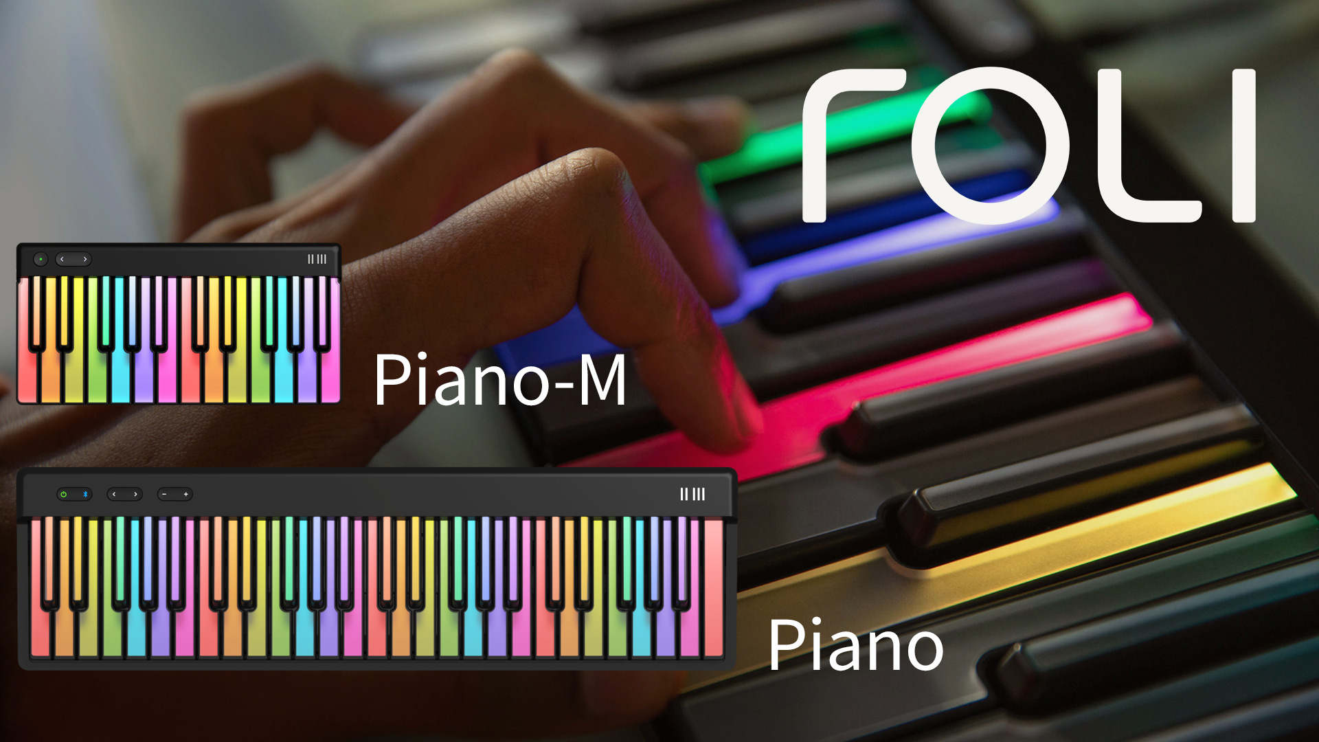 ROLI PIANO シリーズ | 光る鍵盤とMPEで学習・演奏を広げる49鍵/24鍵MIDIキーボード