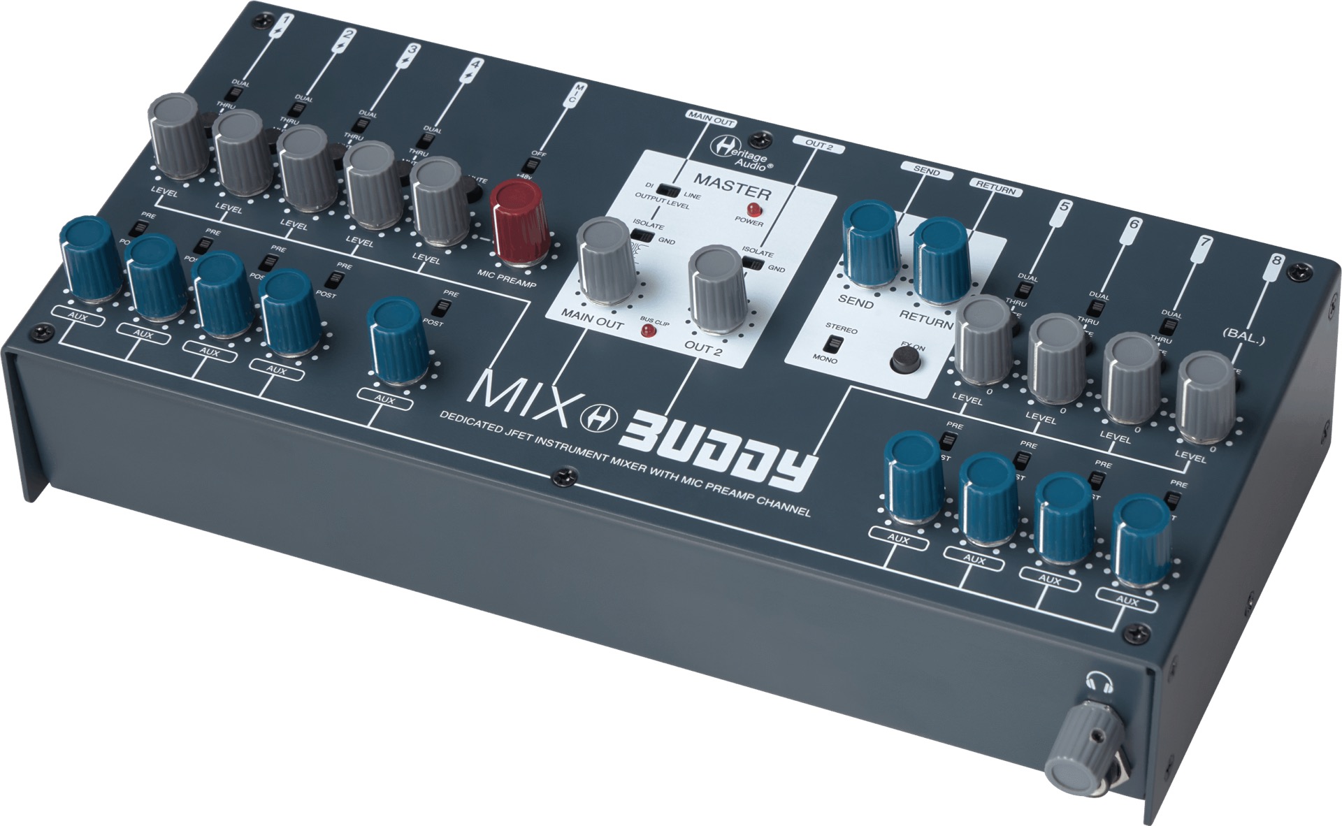 Heritage Audio Mix Buddy | 19入力×8出力の楽器に特化したデスクトップミキサー