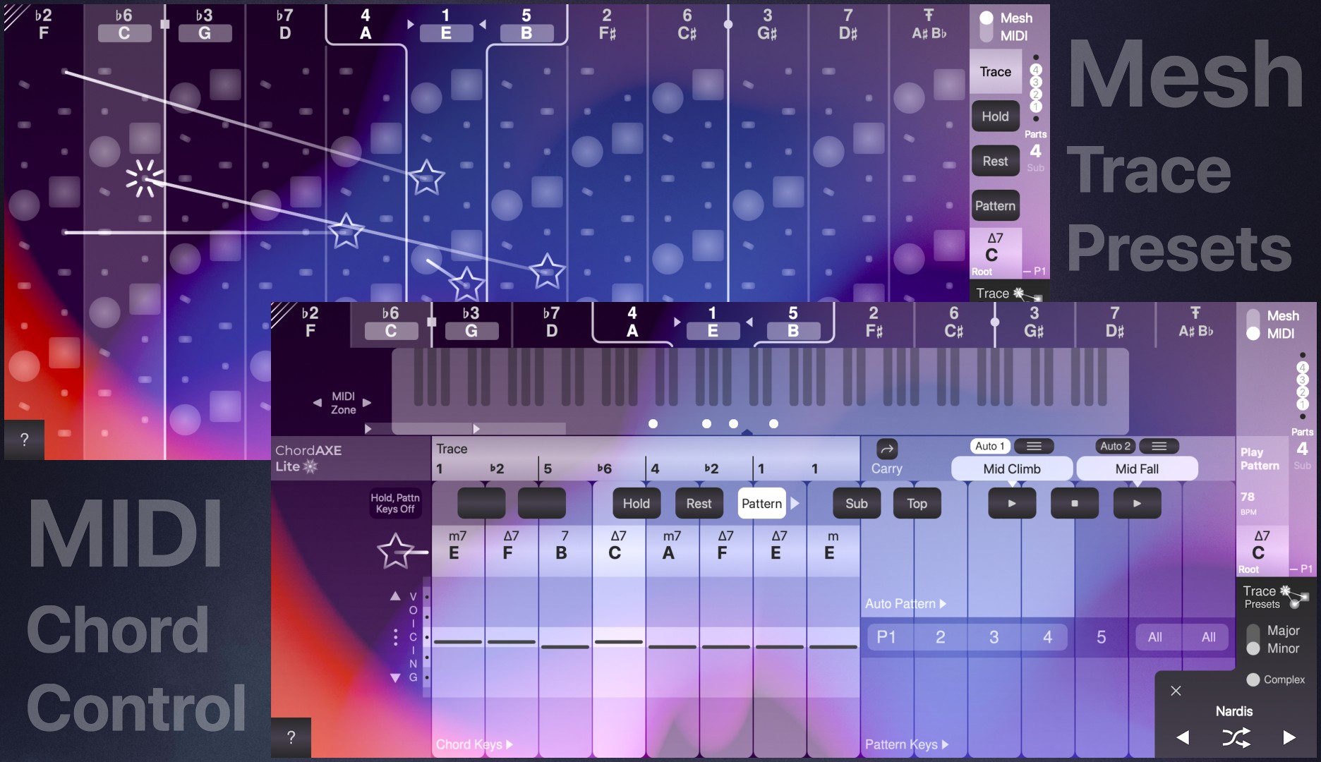 音楽理論を必須とせずコード進行を組み立てるMIDIプラグイン「ChordAXE