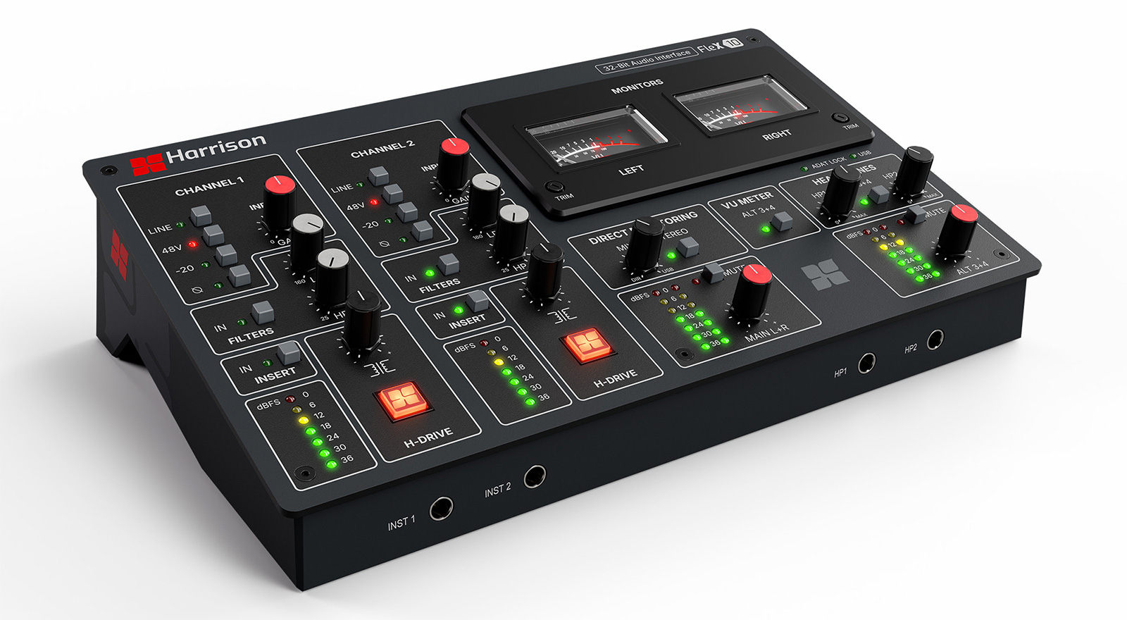 Harrison Audio FLEX10 | H-Driveと32ビット/192kHz対応を備えるUSB/ADATオーディオインターフェース