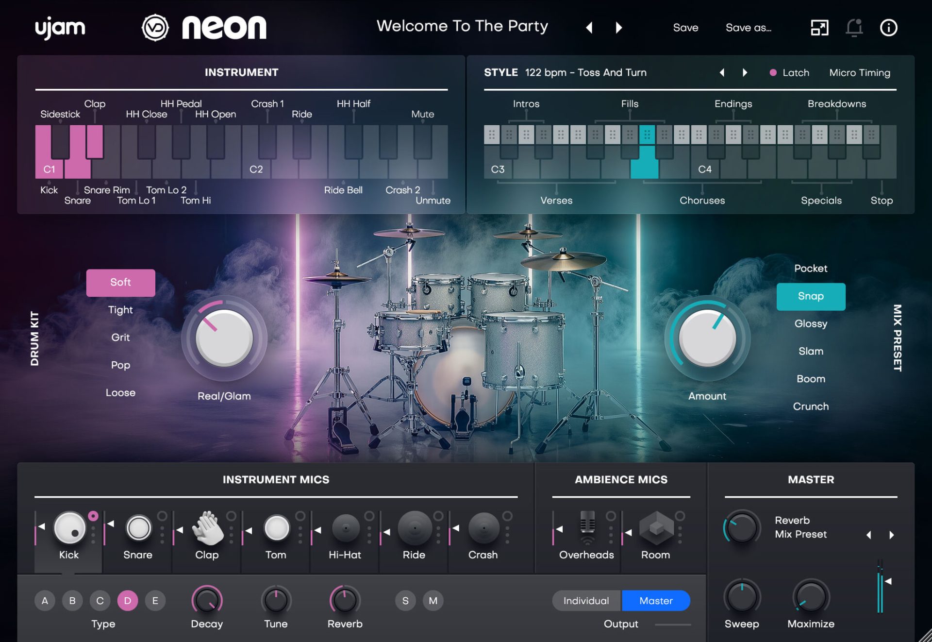 UJAM「Virtual Drummer NEON」 | 80sのニューディスコから現代のダンス／ポップスに最適化されたドラム音源