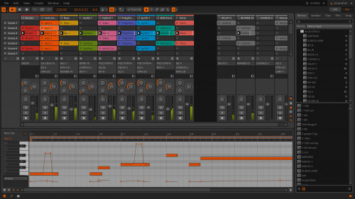 Bitwig Studio mixer