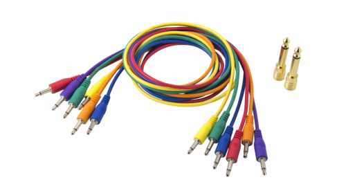 カラフルなモノラル・ミニ・パッチ・ケーブル6本と変換アダプター2個のセット SQ-CABLE-6 PATCH CABLE for SQ-1