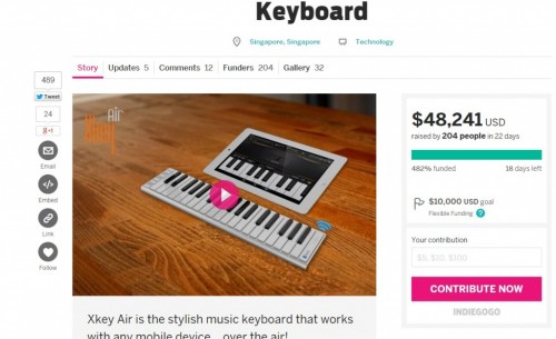 Bluetooth対応のMIDIキーボード Xkey Air がクラウドファンディング「indiegogo」で公開中！