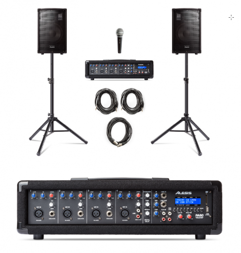 ⼿頃な価格ですべてが揃うオールインワンPAシステム Alesis PA System in a Box Bundle