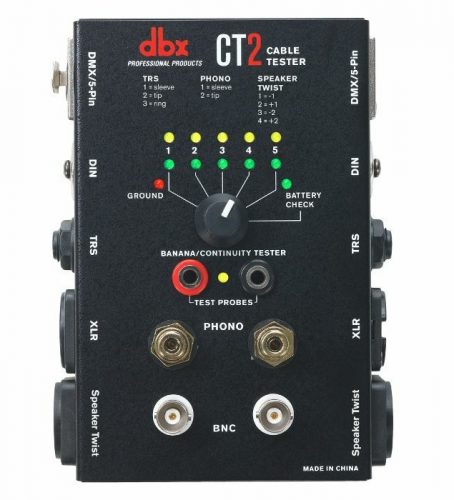 音響/ 映像機器の接続に使用される様々なケーブルを1台でテスト可能なケーブルテスター dbx CT2