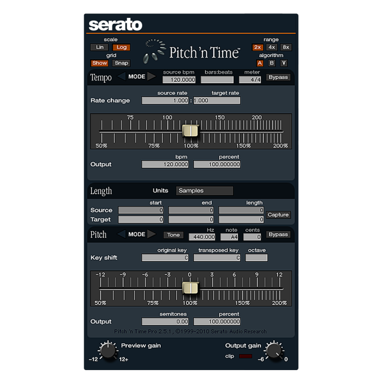 音響効果や映像制作の業界標準タイムストレッチ/ピッチシフトプラグイン Serato Pitch ‘n Time
