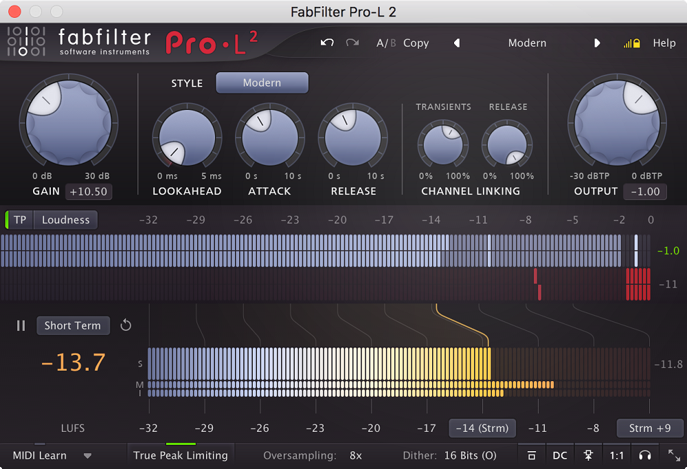 プロフェッショナルのためのリミッタープラグイン FabFilter Pro-L2