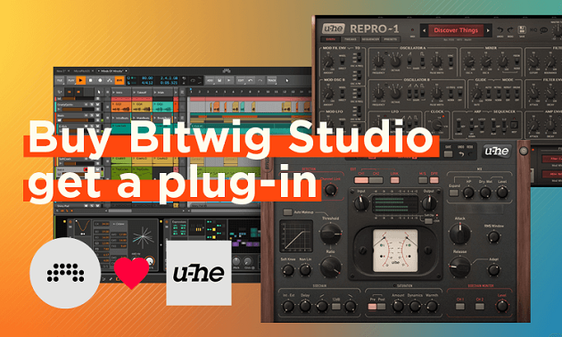 Bitwig Studioシリーズ購入で u-heプラグインソフトをプレゼント