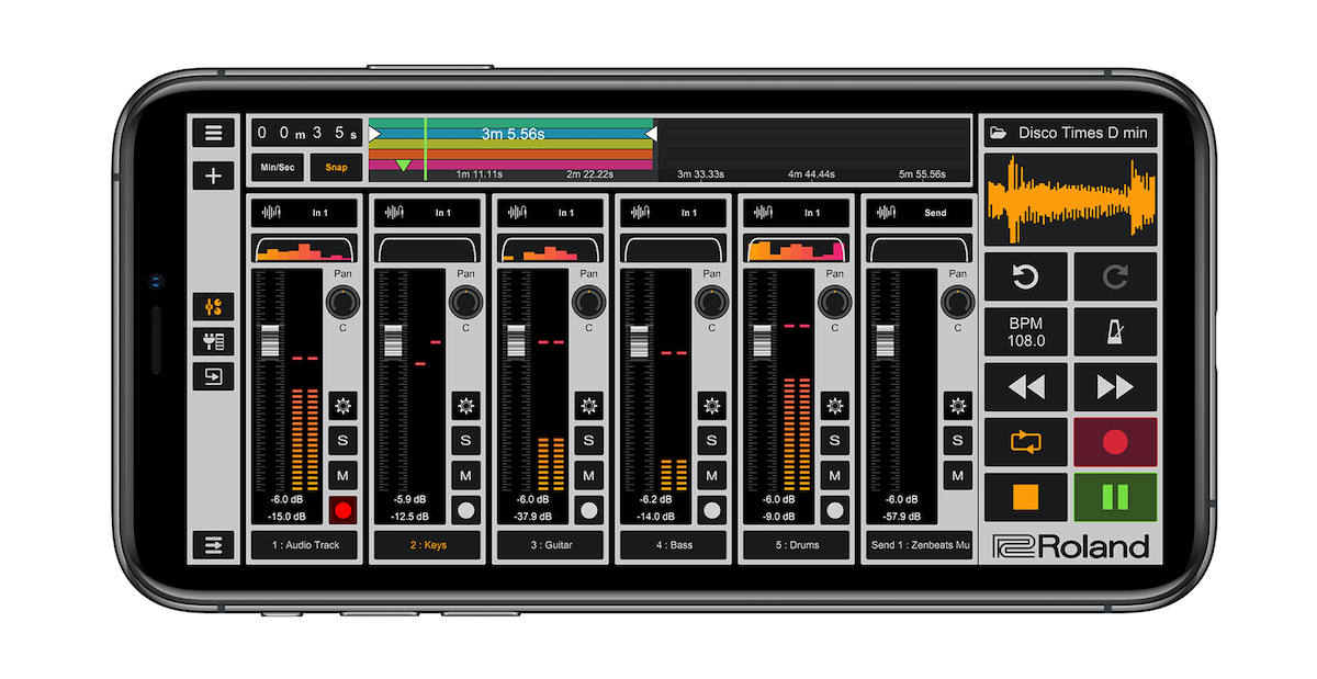 Roland が iOS／Android対応の無料版レコーディング用アプリ「 Zentracker 」をリリース