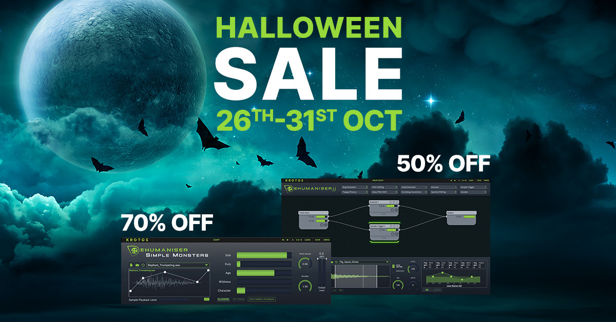 KROTOS ハロウィーンセール　モンスターの叫び声をわずか数秒で作成することができるプラグインが超特価！