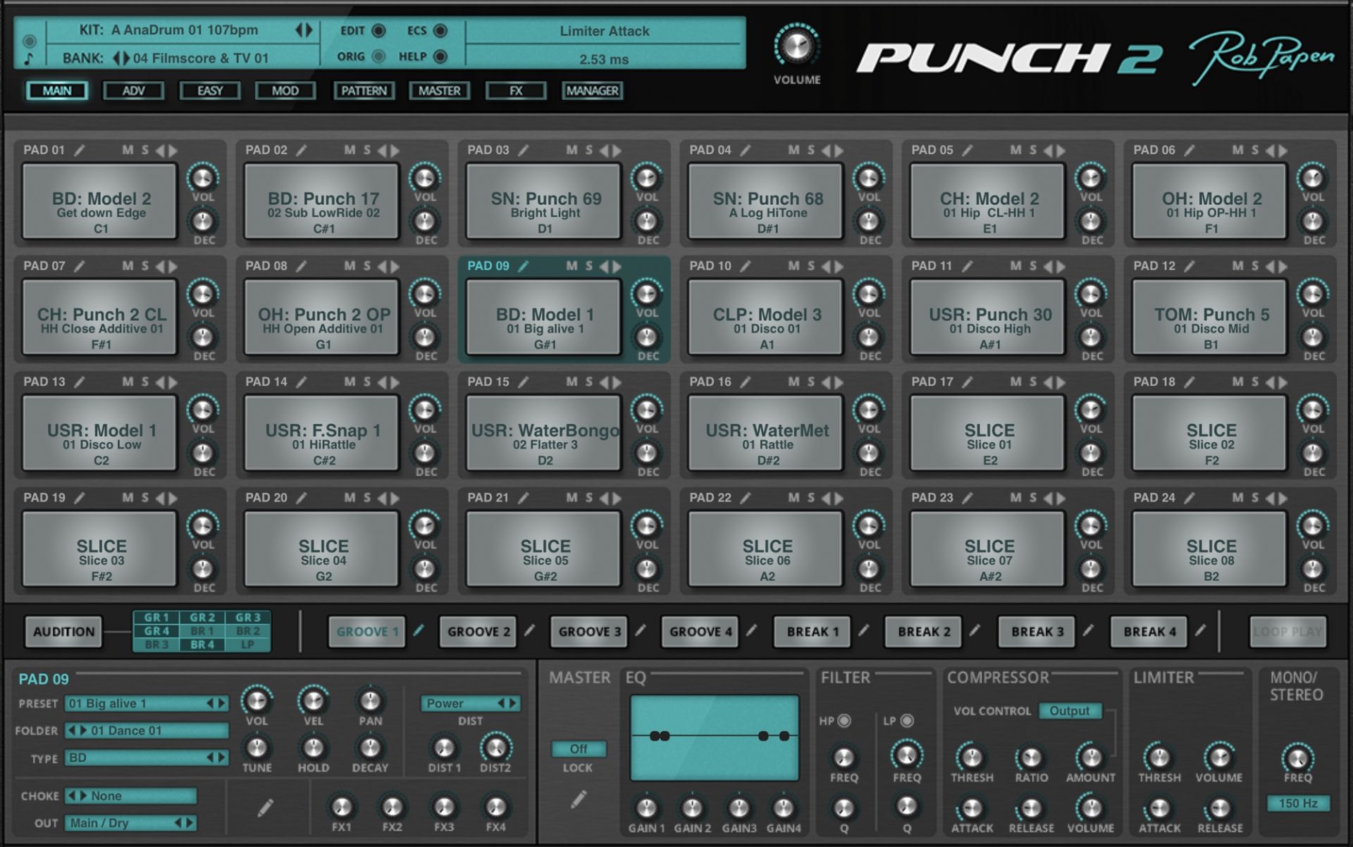 最先端ドラム・マシン・プラグインインストゥルメントRob Papen Punch 2 が期間限定特価セール