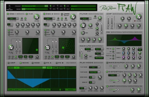 超攻撃的な歪み系ソフトシンセ RobPapen RAW